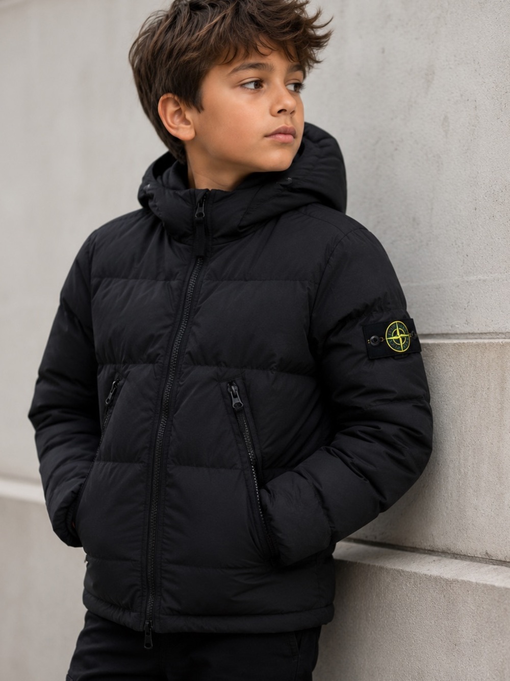 Stone Island Junior Black Down Puffer Jacket – Size 12 (156 cm)